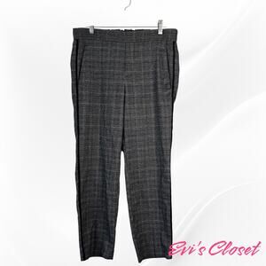 Pants Trousers Women's Grey Back Plaid Sz 8 Side Stripe Back Elasticated Waist